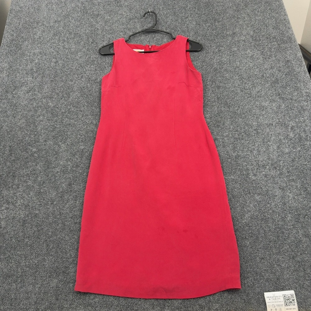 Talbots Dress Womens 6 Red Silk Sleeveless Sheath Midi Classic Minimalist